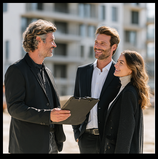 Właściciele nieruchomości rozmawiający z doradcą nieruchomości we Wrocławiu